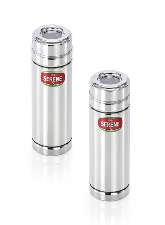 Serene 9103 Stainless Steel Top See-Through Transparent Container | Transparent Lid | Airtight Steel Containers | Multipurpose Kitchen Storage for Spices, Snacks & More | 550 ML Each | 2 Pcs - Image 1